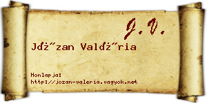 Józan Valéria névjegykártya